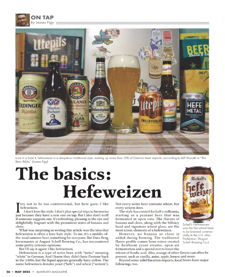 Mankato Magazine May 2023 beer column on Hefeweizen
