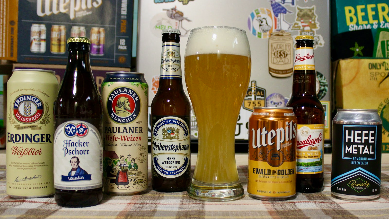 A variety of Hefeweizen and weissbier options from Germany and the U.S.