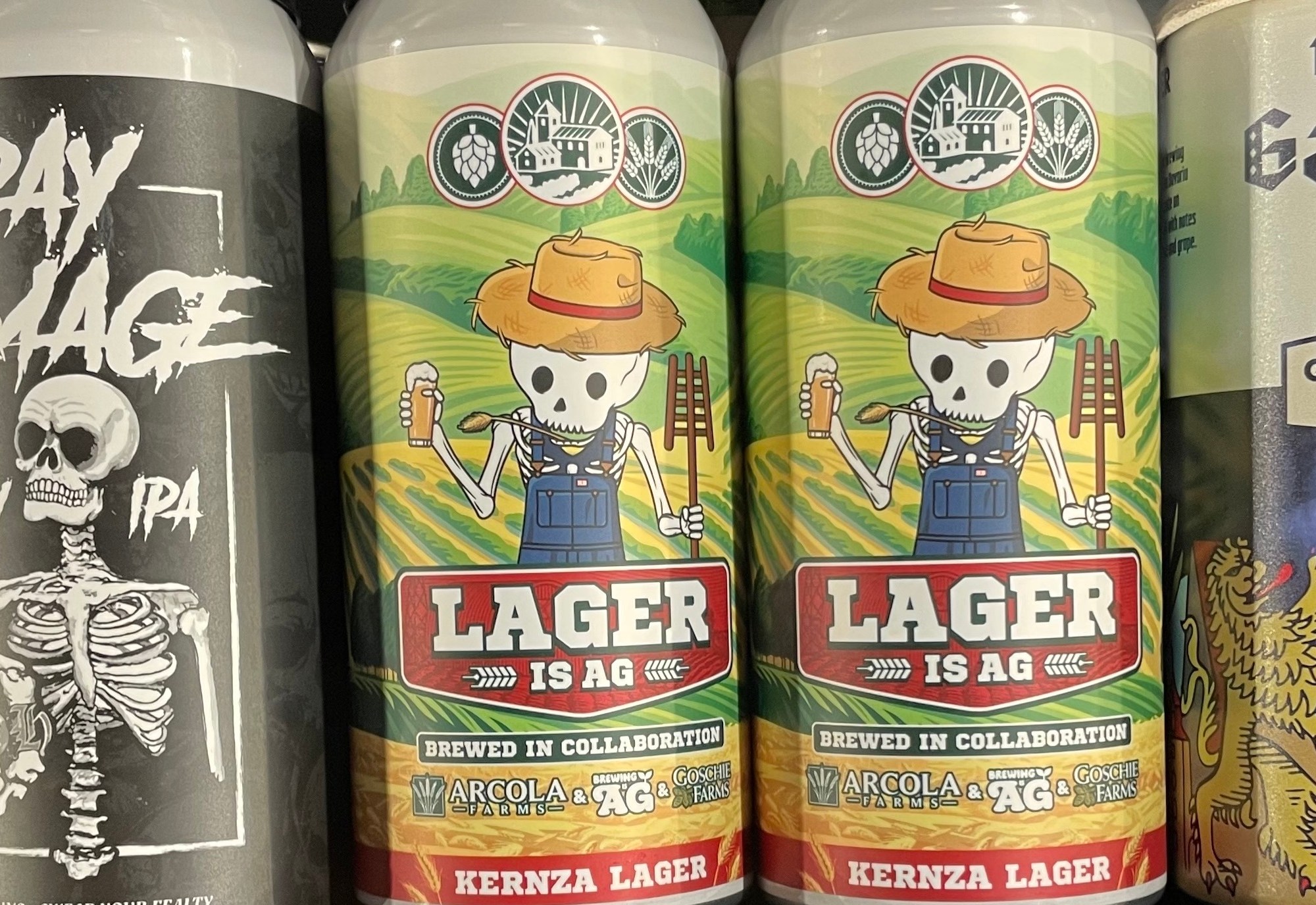 Cans of Lager Is Ag from Haggard Barrel at a liquor store